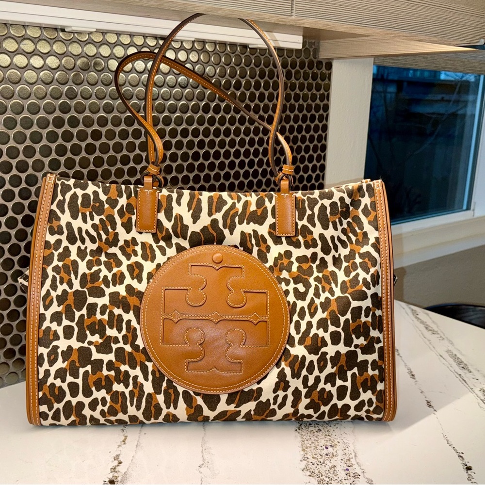 Tory Burch Ella Leopard Tote, used once like NEW